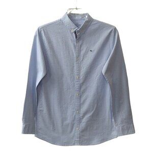 Vineyard Vines Button Down Shirt Boys XL 18 Cotton Blue White Stripe Seersucker